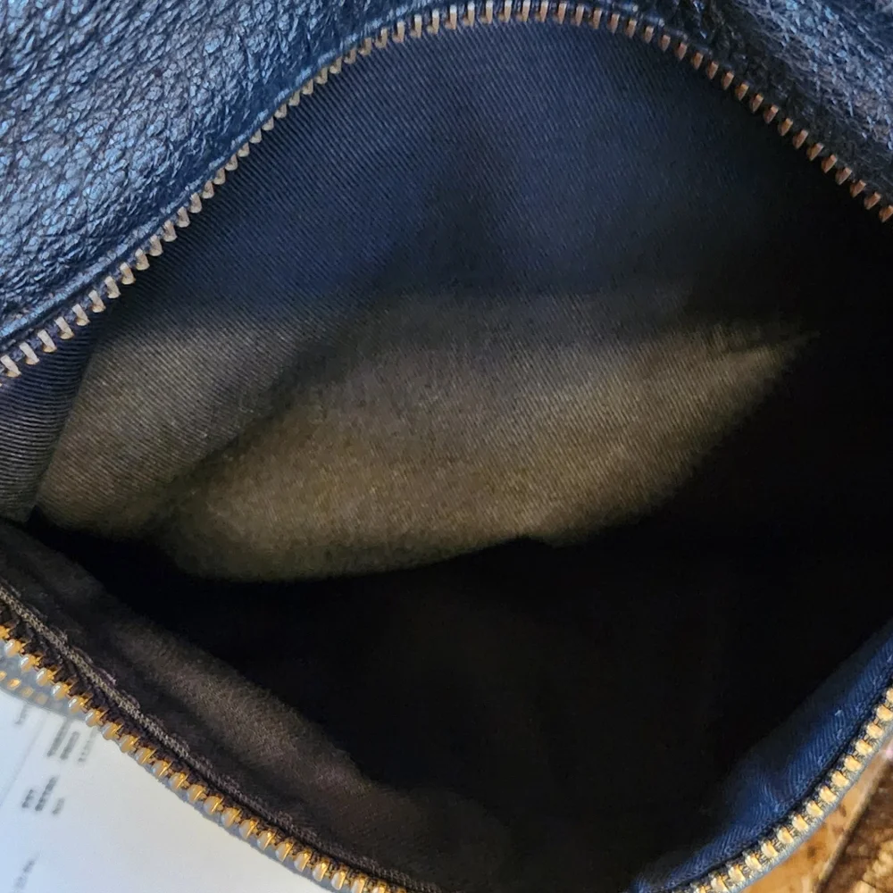 Black Leather Shoulder Bag with Gold Hardware - Picture 10 of 11